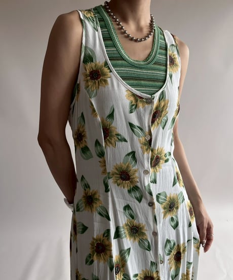 【USED】 Flower Pattern Camisole One-Piece / 250726-011
