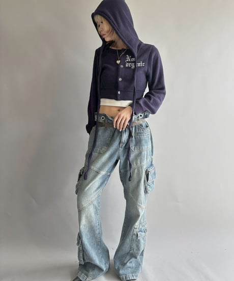 【RE;CIRCLE】 RE Hooded Acrylic Short Cardigan / 251016-002