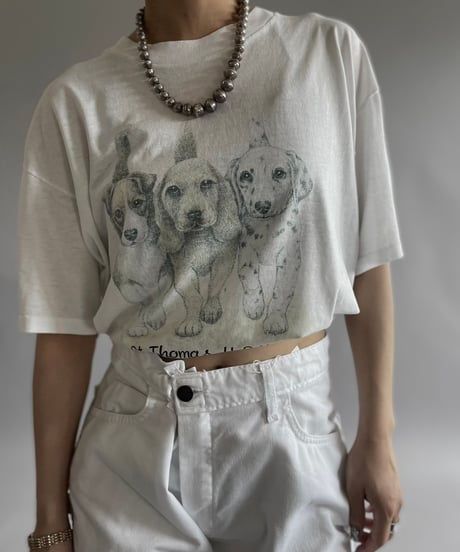 【USED】90's Hanes Dog T-Shirt /240729-048