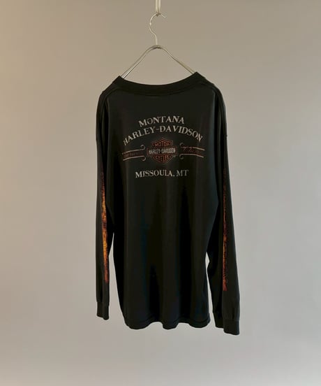 【USED】 HARLEY DAVIDSON Fire Pattern L/S T-Shirt / 260607-012