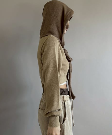 【RE;CIRCLE】 RE Hooded Acrylic Short Cardigan / 260205-001