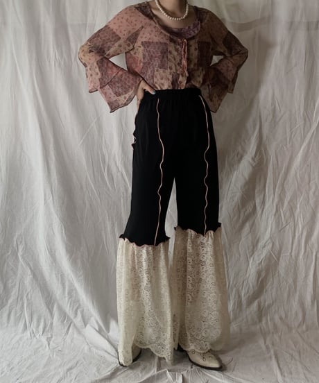 【USDE】 Paisley Patterned See-through Top/210324-40
