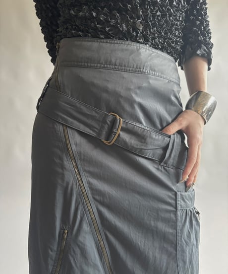 【USED】 Belt Design Zip-Up Skirt / 250906-004
