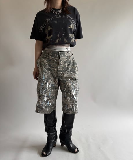 【USED】 Military Camouflage Painted Cut off Shorts  / 250614-023