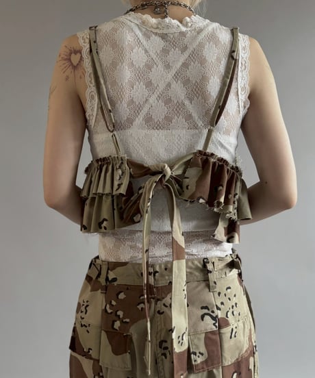 【RE;CIRCLE】 RE Camo Back Ribbon Frill Bustier / 260618-005