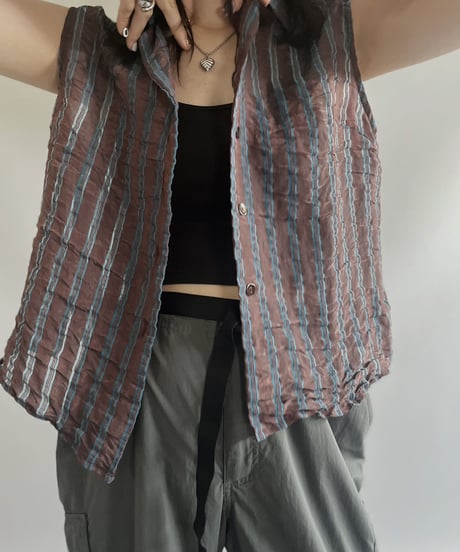 【USED】 Stripe Pattern N/S Vest / 230708-030