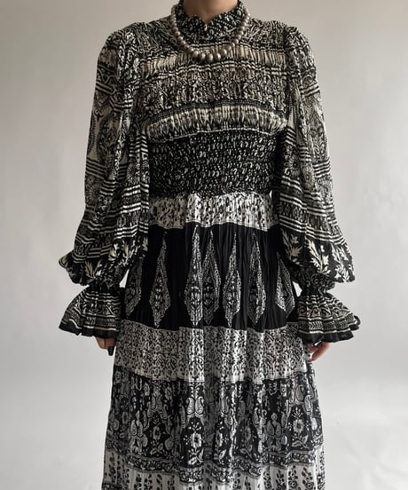 【RE;CIRCLE】 RE Indian Cotton Balloon Sleeved One-piece / 240912-008