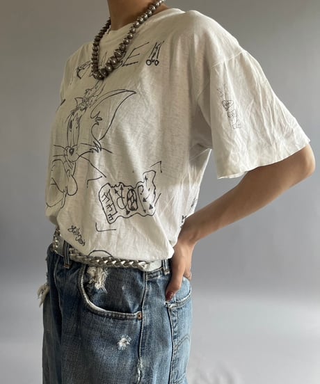 【USED】  80~90's Hand Print T-Shirt /240824-008