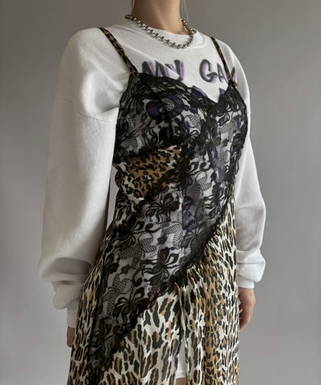 【USED】 Leopard Print Long Slit One-Piece /251129-003