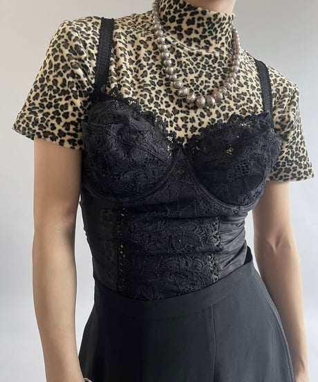 【USED】Lace Patterned Sheer Camisole Leotard Top /240907-025