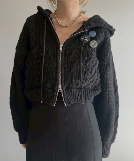 【RE;CIRCLE】 RE Aran Knit Double Zip-up Parka / Black / 251030-005
