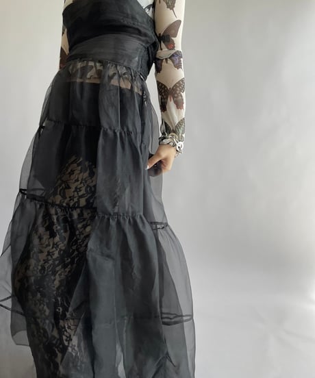 【USED】 Camisole Sheer Gather Long One-Piece/241006-033