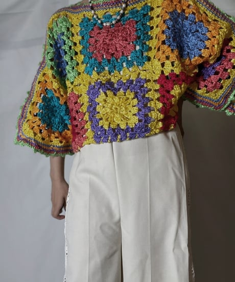 【RE;CIRCLE】 RE Granny Knit S/S Top②/210917-016