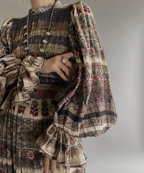 【RE;CIRCLE】 RE Indian Cotton Balloon Sleeved One-piece / 220901-005
