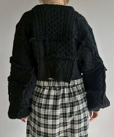 【RE;CIRCLE】 RE Aran Knit Patchwork Pullover Top / 251218-007