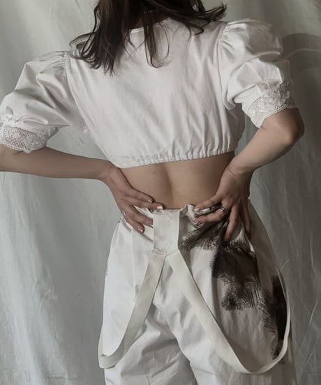 【USED】 White Cotton Tyrol Blouse①/210421-026