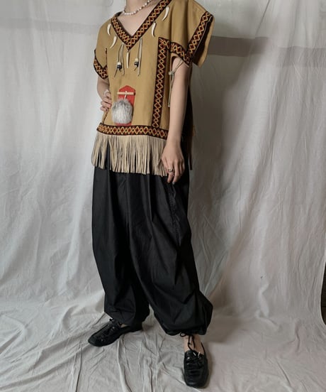 【USED】 Ethnic Fringe Poncho /210708-008