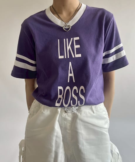 【USED】 LIKE A BOSS V-Neck Ringer T-Shirt /250503-008