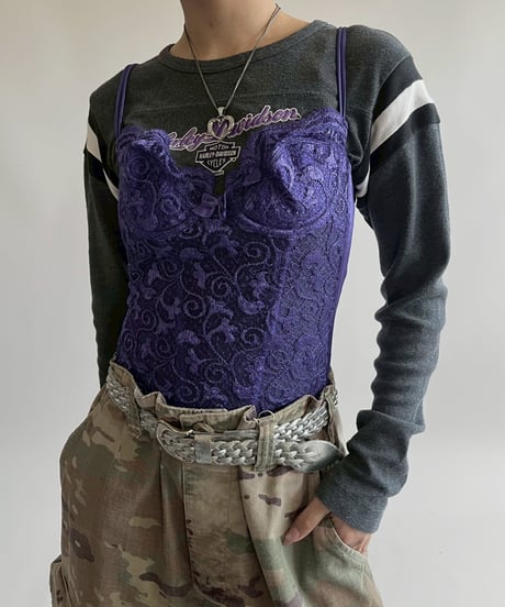 【USED】 Lace Pattern Camisole Corset Top   /250426-003