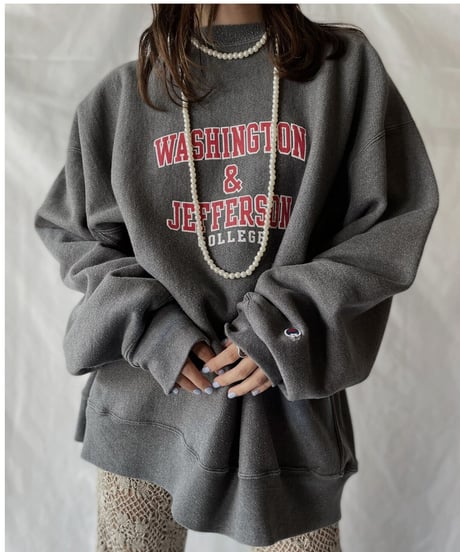 【USED】   Champion Reverse Weave Sweat WASHINGTON & JEFFERSON/211007-020
