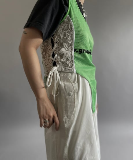 【RE;CIRCLE】 Re  Mesh Lace Switching Leotard Top /  240720-037