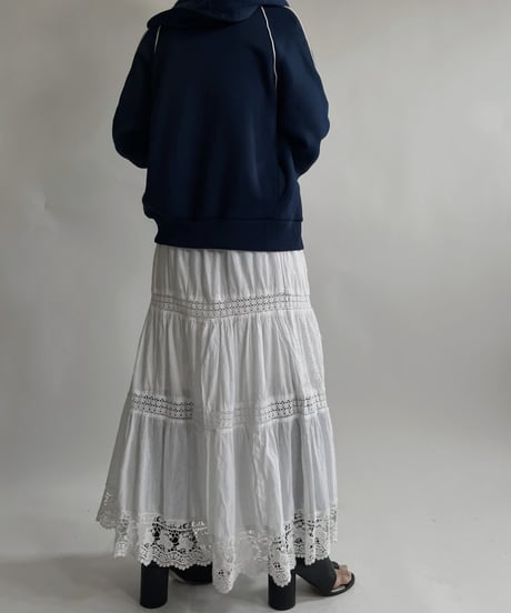 【USED】 White Cotton Long Skirt / 220423-040
