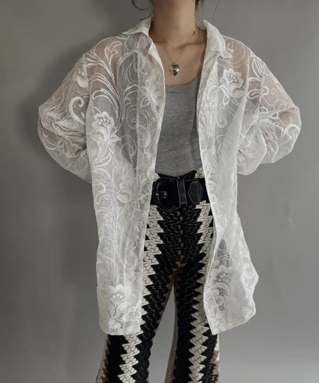 【RE;CIRCLE】 RE Men's Crochet Lace Shirt / 220915-005
