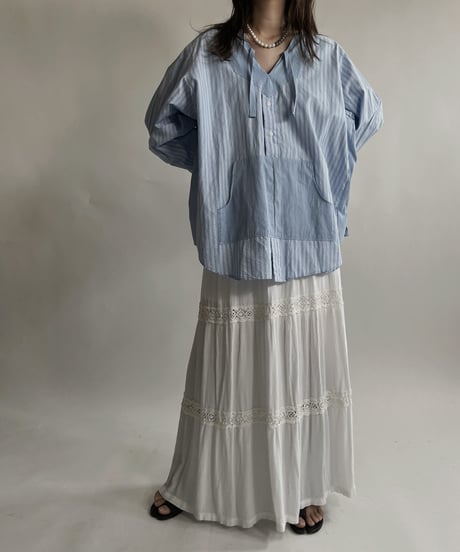 【RE;CIRCLE】 RE Stripe Shirt Mexican Hoodie / 220423-037