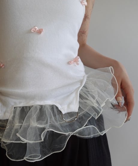 【CA MEETS UV】 RE Lace Ribbon Tank Top  / 250807-005