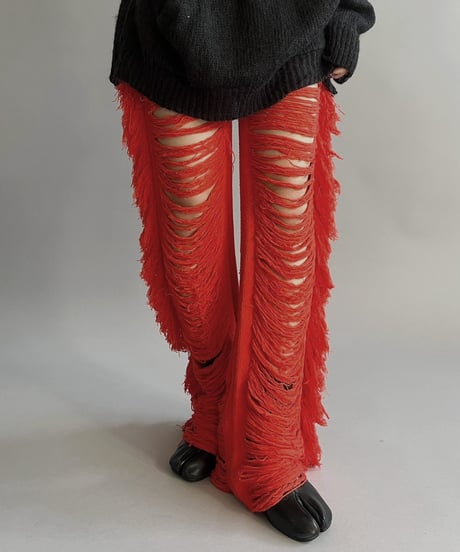 【USED】 My Boo Damage Fringe Knit Pants/240127-003