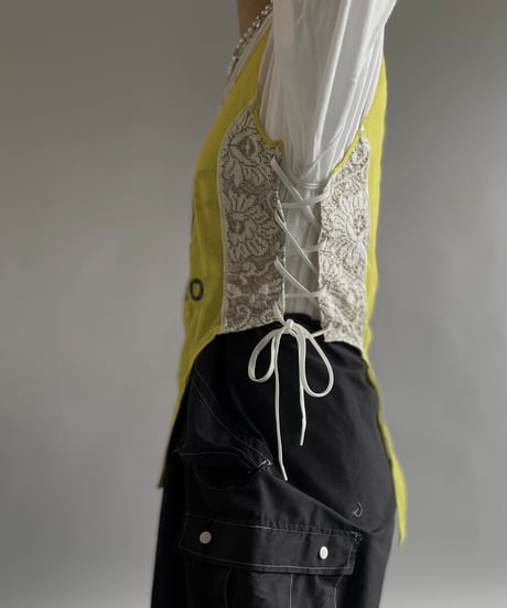 【RE;CIRCLE】 Re  Mesh Lace Switching Leotard Top /  240720-041