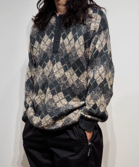 【USED】 Argyle Patterned Knit Top /240205-005