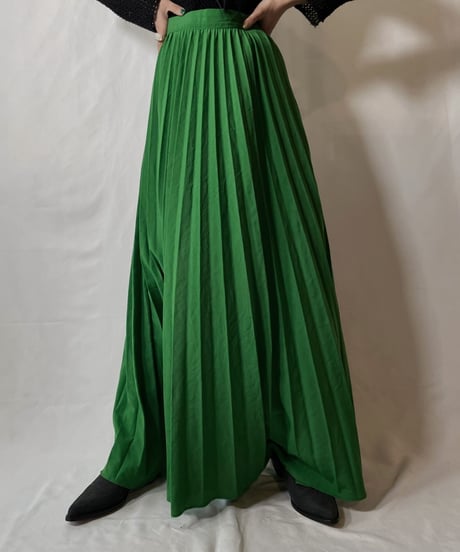 【USED】 Poly Long Pleats Skirt①/20210819-005