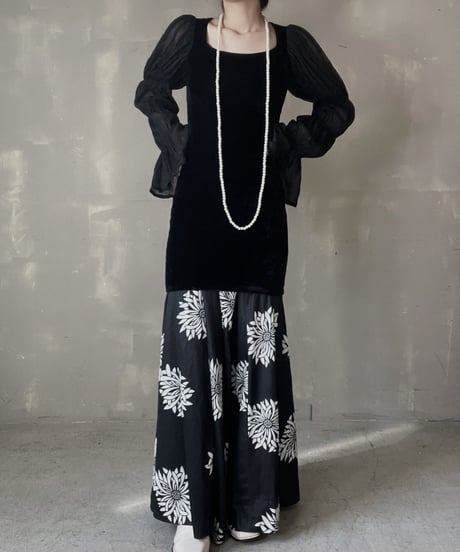 【USED】  See-through Sleeve Velor Top/220220-008