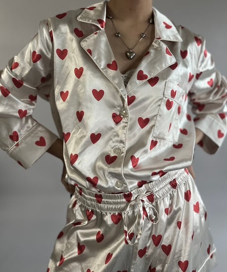 【USED】 MUMU Heart Patterned Pajama Set Up  /241109-016