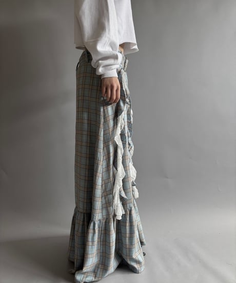 【USED】 PRETTY DAMAGE checked long Skirt / 250927-010