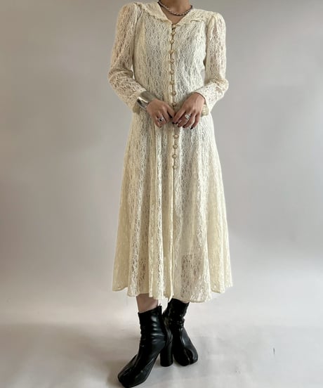 【USED】 Lace Pattern Long One-Piece /250621-024