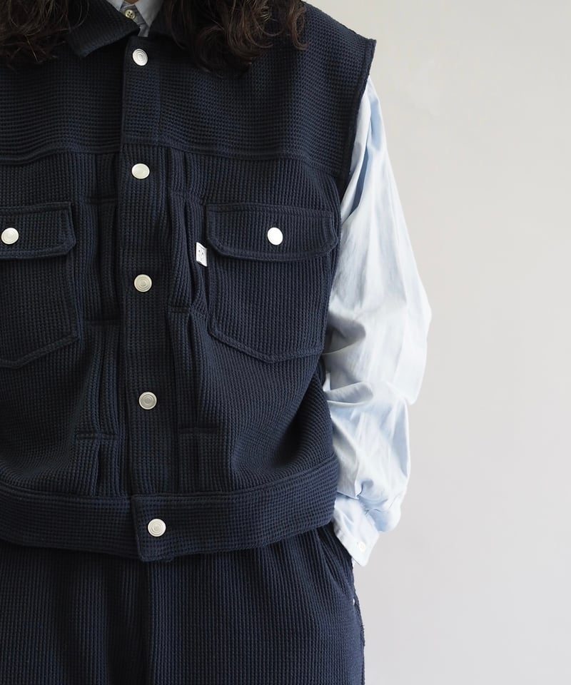 COSMOS TEXAS】24ss Second Vest Navy / 240311-01