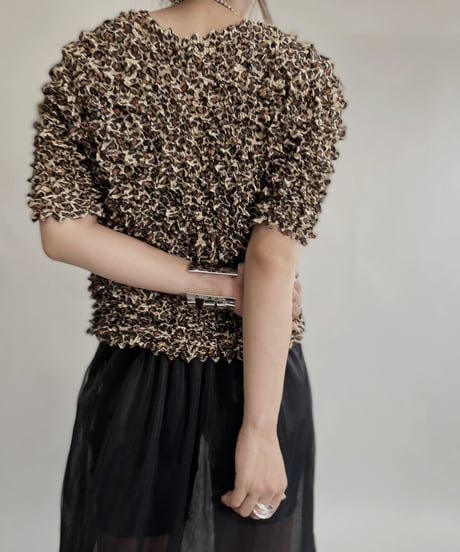 【USED】 Leopard Pattern Popcorn Top / 220709-003