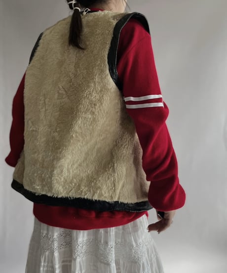 【USED】 Fur Leather Vest / 221203-029