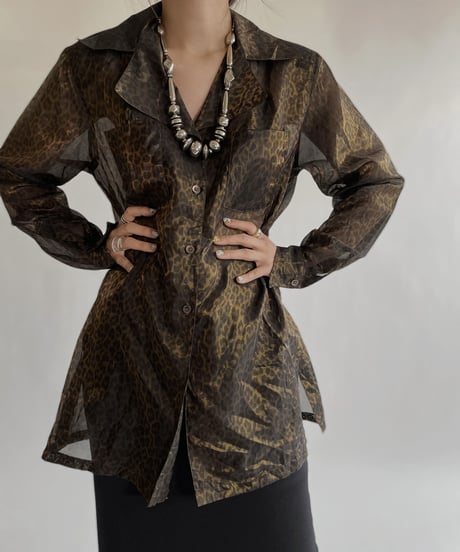 【USED】 Long Sleeved See-through Leopard Shirt / 220528-013