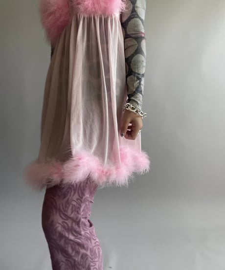 【USED】 Fur Patterned Sheer Camisole Top /241006-015