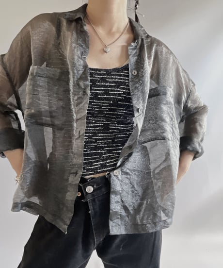 【USED】  L/S Lame Sheer Shirt / 230819-028