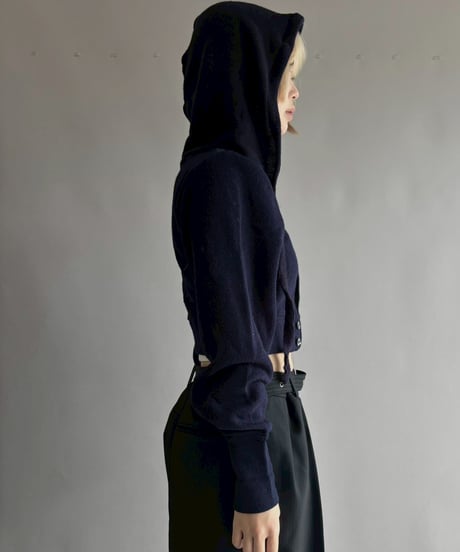 【RE;CIRCLE】 RE Hooded Acrylic Short Cardigan / 251016-005