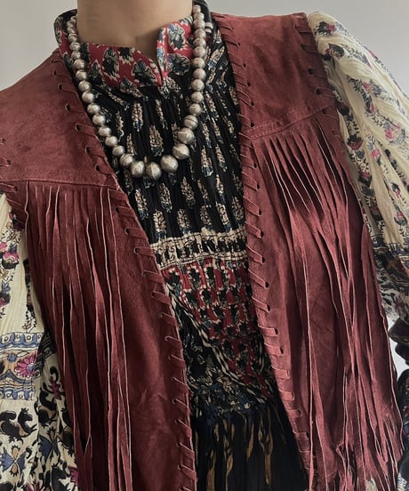 【USED 】Pig Skin Fringe Vest /240912-003