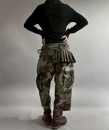 【USED】 Military Camouflage Cut Off Paint Pants /260226-003