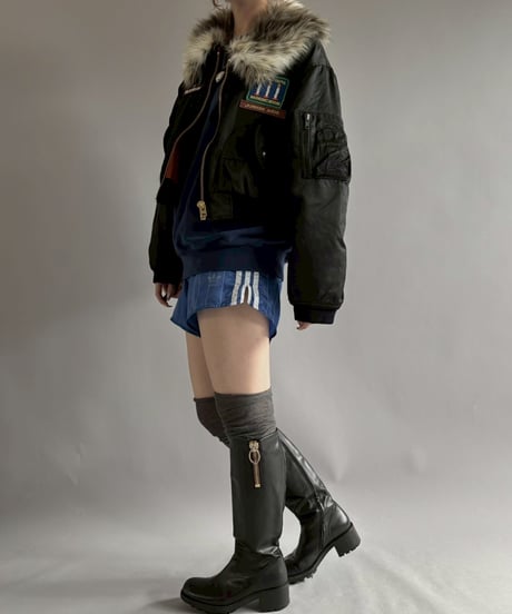 【RE;CIRCLE】  RE MA-1 Patched Fur Collar Short Jacket Black/ 251120-006