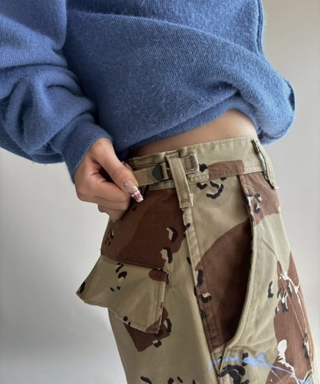 【USED】 Military Camouflage Painted Cut off Shorts / 251108-017