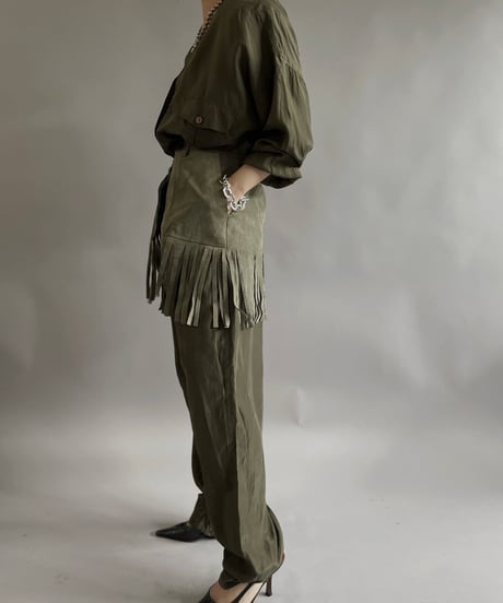 【USED 】Suede Fringe Mini Skirt/ 240511-024