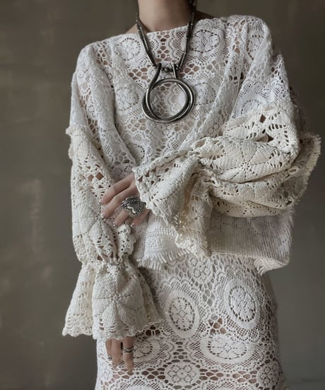 【RE;CIRCLE】 RE Crochet Patchwork L/S Top⑨/20220317-015